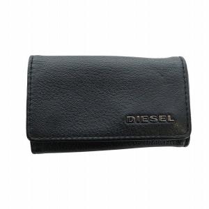 キーケース キーリング 三つ折り 6連 レザー 牛革 ロゴ 黒 ブラック GY11 /MQ