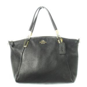 ハンドバッグ ショルダーバッグ 2way レザー チャーム付き ロゴ プレート 黒 ブラック 34493