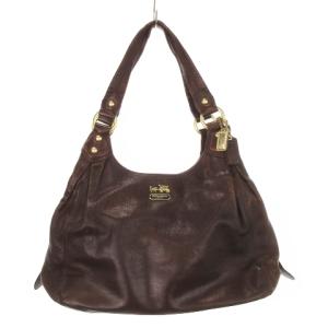 ハンドバッグ レザー ゴールド金具 ロゴ ワンポイント 茶 ブラウン