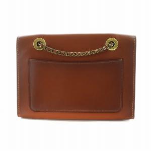 COACH ショルダーバッグ 斜め掛け ロゴ レザー フラワーモチーフ ゴールド金具 チェーンショルダー 茶 ブラウン