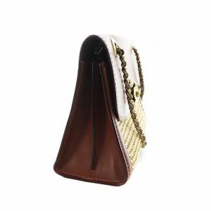 COACH ショルダーバッグ 斜め掛け ロゴ レザー フラワーモチーフ ゴールド金具 チェーンショルダー 茶 ブラウン