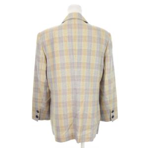 Christian Dior SPORTS ヴィンテージ テーラードジャケット 半裏 背抜き ノーベント シルク混 絹 チェック M オレンジ