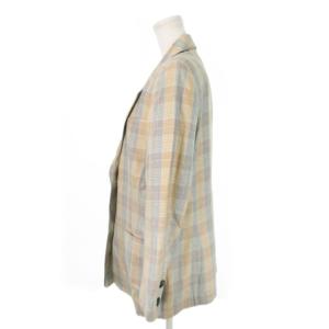 Christian Dior SPORTS ヴィンテージ テーラードジャケット 半裏 背抜き ノーベント シルク混 絹 チェック M オレンジ