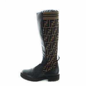 ニットブーツ ズッカ柄  36 ブラウン ブラック