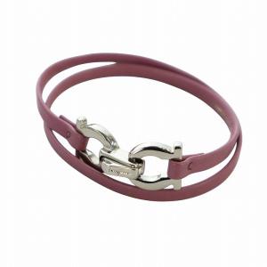 Ferragamo バングル ブレスレット 希少 ピンク バングル ブレスレット アクセサリー 2重 ガンチーニ レザー