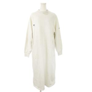 ワンピース ロング スウェット クルーネック 長袖 プルオーバー バックスリット ロゴ アウトドア M