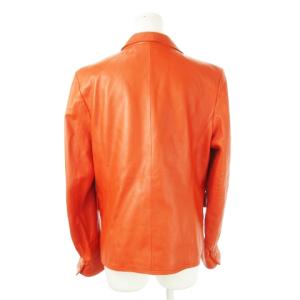 BALMAIN ラムレザー ジャケット テーラード 羊革 本革 大きいサイズ 13 オレンジ