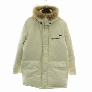 ダウンジャケット アウター ナイロン コヨーテファー フード ハイネック ジップアップ 裏地チェック柄