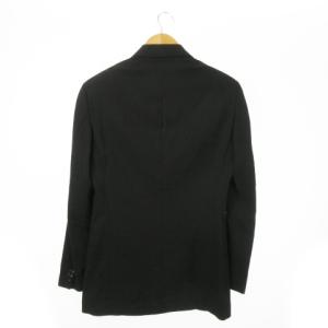 ARMANI COLLEZIONI シングルスーツ 2点セット テーラードジャケット 背抜き スラックス ストライプ 総柄 44 S 黒 ブラック