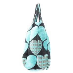 Think Bee Just Heart ハンドバッグ ファブリック ベロア ジャカード織り ハート 総柄 青 ブルー /CK18