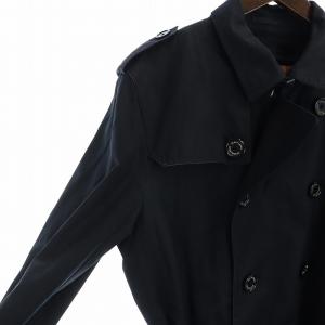BLACK LABEL CRESTBRIDGE トレンチコート 長袖 ロング 裏地チェック柄 総裏地 ロゴ ダブル ベルト ジレ ライナー付き LL 紺