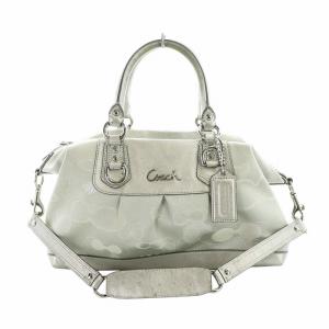 ハンドバッグ ショルダー 2WAY シグネチャー レザー シルバー色 F18424 GY18