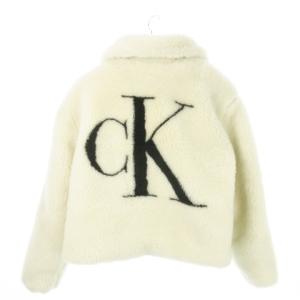 JEANS バックモノグラムシェルパジャケット ボアジャケット 中綿 ロゴ ボリューム S 白 ホワイト