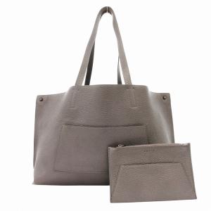 トートバッグ 手提げ ポーチ付き インバッグ レザー メタリック グレー /FF GY18