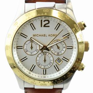 腕時計 ウォッチ クォーツ クロノグラフ デイト カレンダー付き 白文字盤 レザーベルト ゴールド色 茶