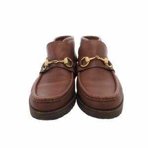 GUCCI ホースビットブーツ ローファー レザー 6 茶 ブラウン 104 0088