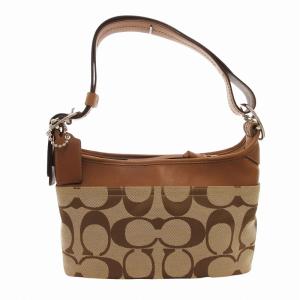 COACH ショルダーバッグ 肩掛け キャンバス レザー シグネチャー 茶 ブラウン F13359