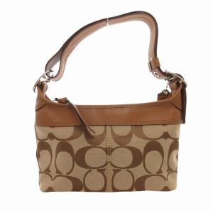 COACH ショルダーバッグ 肩掛け キャンバス レザー シグネチャー 茶 ブラウン F13359