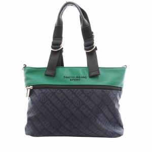 スポーツ SPORT 2WAY ショルダーバッグ ハンド ロゴ 総柄 レザー 切替 ナイロン 紺 ネイビー