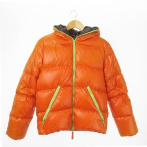 Dionisio ダウンジャケット ダブルジップ フーディー バイカラー 46 S オレンジ /AO10