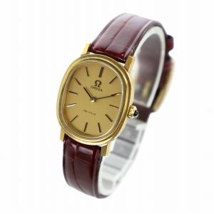 OMEGA DE VILEE 腕時計 手巻き レザーベルト ロゴ ゴールド色 レッド