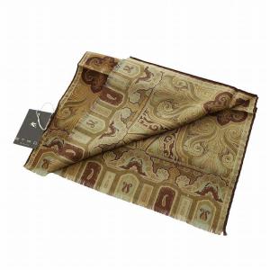 ETRO 大判スカーフ タグ付き ストール 総柄 ペイズリー柄 絹混 シルク混 茶 ブラウン GY18