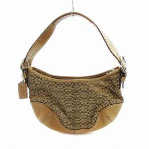 6351 ミニシグネチャー ハンドバッグ キャンバス レザートリム 茶 ブラウン