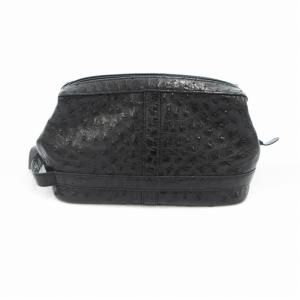 クラッチバッグ セカンドバッグ オーストリッチ レザー 黒