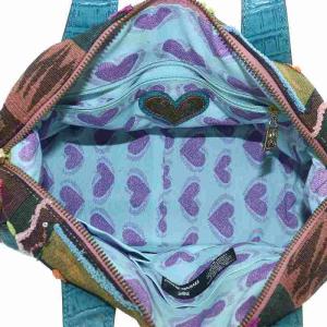 Think Bee ハンドバッグ キャンバス レザー パッチワーク スパンコール ビーズ 総柄 マルチカラー /XZ GY11