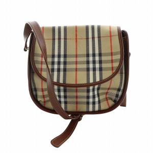 ショルダーバッグ ノバチェック レザー キャンバス ロゴ 茶 ブラウン GY18 /MQ