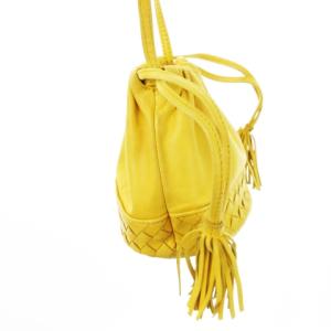 BOTTEGA VENETA ショルダー巾着バッグ ミニ レザー イントレチャート イエロー