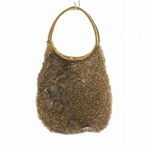 ハンドバッグ PVC ワイヤー 花 フラワー 装飾 編み込み ゴールド色 /BB MT GY18