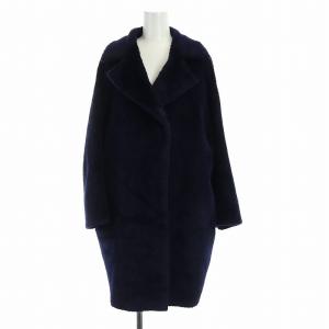 シャギー コート アルパカ ウール 36 ネイビー
