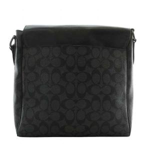 COACH ヒューストンマップ ショルダーバッグ メッセンジャーバッグ PVC レザー シグネチャー ロゴ 黒 ブラック F73339