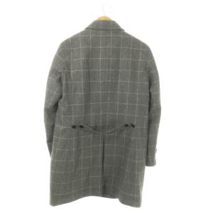 PAUL SMITH ステンカラーコート 中綿 ウール メルトン チェック柄 ウインドーペン M グレー /AO2 GY18