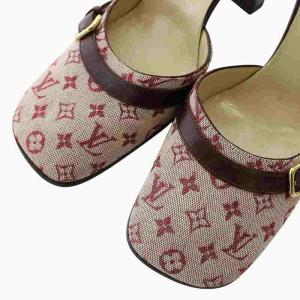 LOUIS VUITTON パンプス モノグラム ストラップ 36 ワインレッド