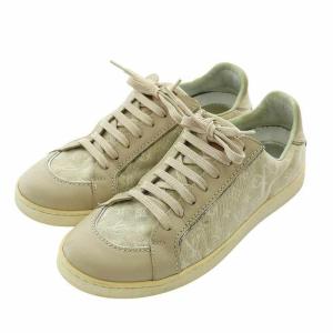 LOUIS VUITTON スニーカー キャンバス レザー ローカット モノグラム ミニラン 総柄 ロゴ 35.5 23cm ベージュ