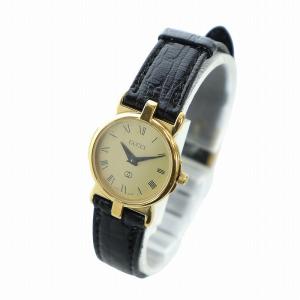 GUCCI ジャンク品 腕時計 ウォッチ クォーツ ローマン ロゴ ゴールド色 黒 ブラック 3400F GY18