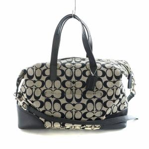 ハンドバッグ ショルダー 2WAY キャンバス レザー シグネチャー ロゴ 黒 ブラック グレー F31841 GY18