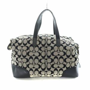 COACH ハンドバッグ ショルダー 2WAY キャンバス レザー シグネチャー ロゴ 黒 ブラック グレー F31841 GY18