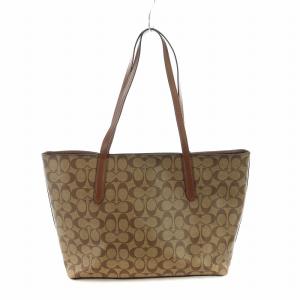 COACH トートバッグ PVC レザー ロゴ シグネチャー 茶 ブラウン F67108 GY18 /MQ