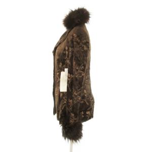 HIROKO KOSHINO PREMIER 2点セット ジャケット ベスト ブルーフォックス 花柄刺繍 総柄 9 茶 ブラウン /AH16