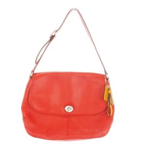 ハンドバッグ レザー ベルト ロゴチャーム付き 赤 レッド /AO14 GY18