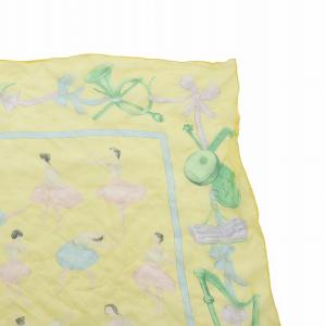 HERMES カレ 90 LA DANCE ラ ダンス バレリーナ スカーフ シルク イエロー