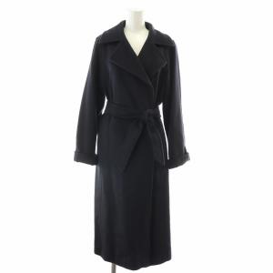 Intrend MAX MARA ロングコート ベルト付き チェスターコート ダブル ロング リボンベルト 40 M 青 ブルー