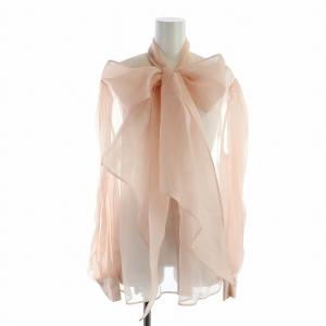 白タグ シフォン ブラウス シアー シルク 40 ピンク