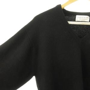 GIVENCHY GENTLEMAN ニット セーター Vネック 長袖 カシミヤ ロゴ刺繍 42 L 黒 ブラック