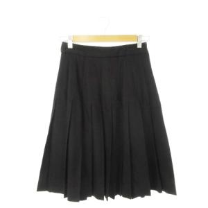 プリーツスカート ひざ丈 ウール 2 M 黒 ブラック /AH7 GY37