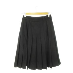 MARGARET HOWELL プリーツスカート ひざ丈 ウール 2 M 黒 ブラック /AH7 GY37