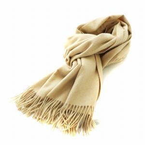 マフラー カシミヤ フリンジ ロゴ ベージュ GY37 /MQ